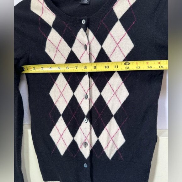 Willi Smith Vintage Y2K 100% Merino Wool Argyle Cardigan Sweater Preppy Minimal - Picture 13 of 15